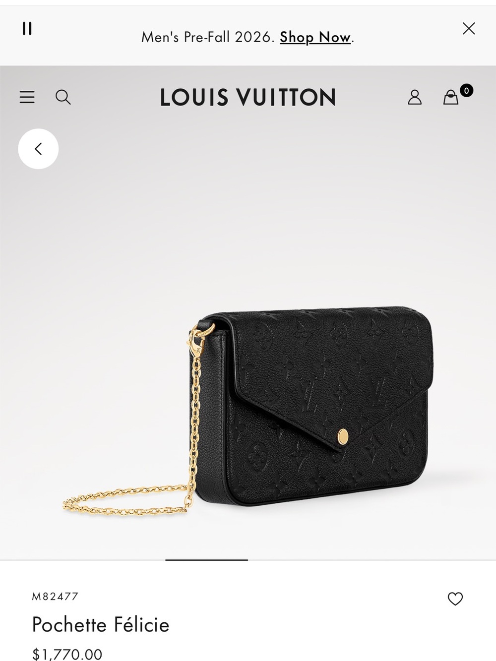 Louis Vuitton Black Pochette Félicie with Gold Chain - Picture 2 of 3